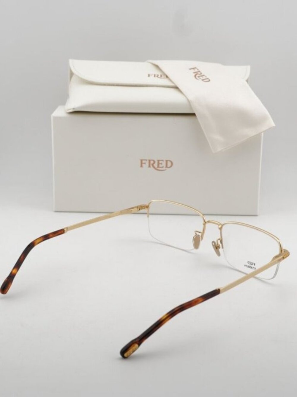Fred FG50024F 032 Unisex Rectangle 56mm Eyeglasses - Gold - Picture 5 of 10